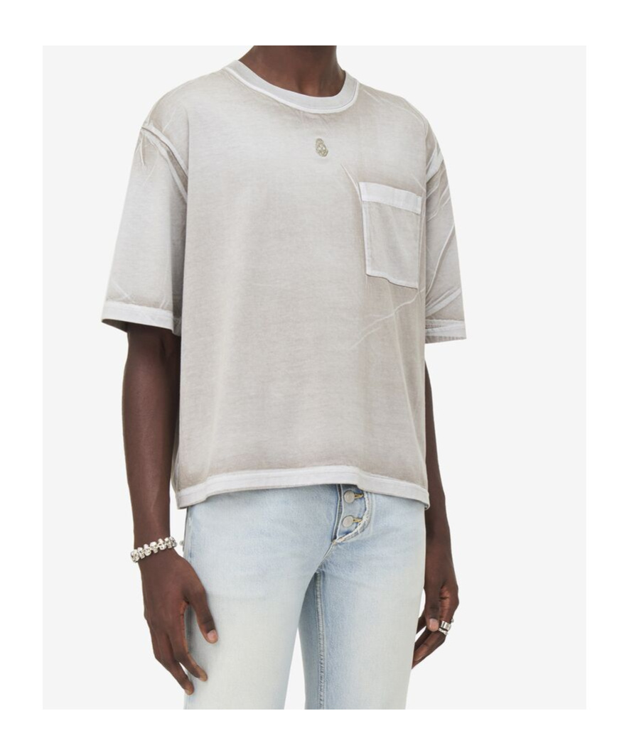 Alexander Mcqueen Pocket-detail T-shirt In Gray