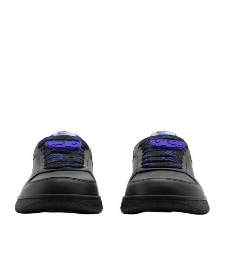 Burberry Terrace Leather Sneakers In Black