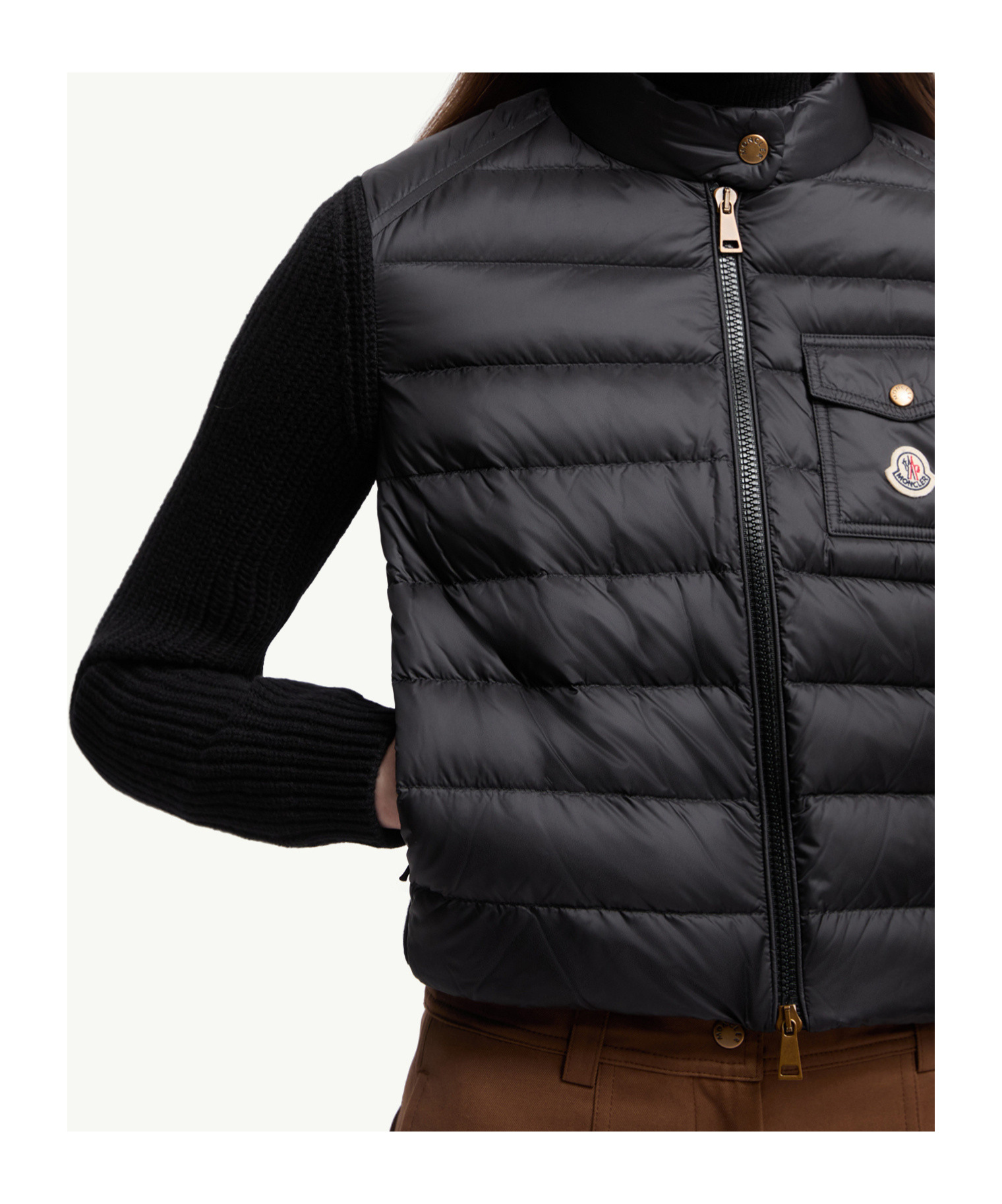 Moncler Padded Wool Cardigan With Zip In Black