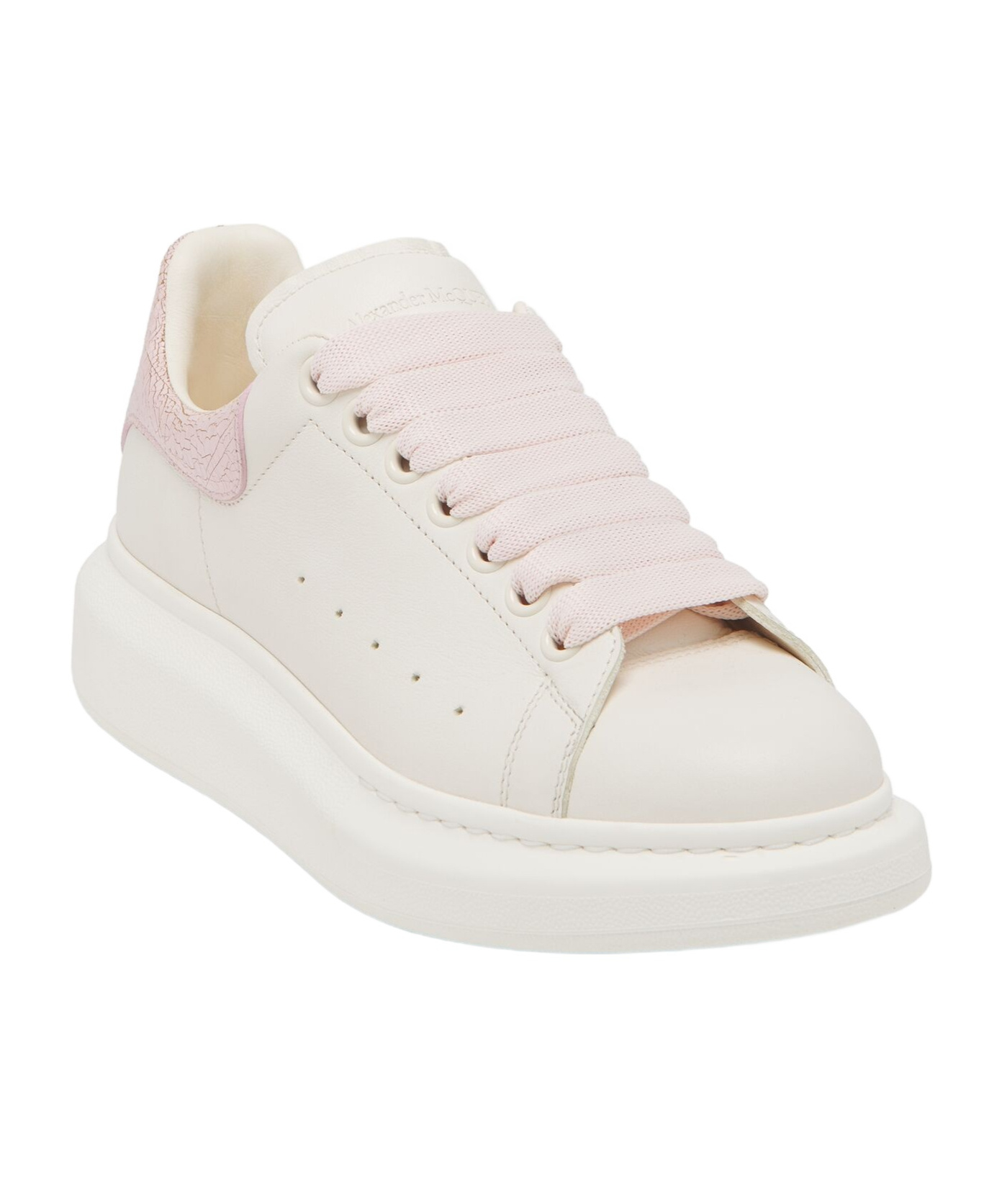 Alexander Mcqueen White Low Top Sneakers With Logo Patch On The Tongue And Contrasting Heel Detail In Leather Woman In White