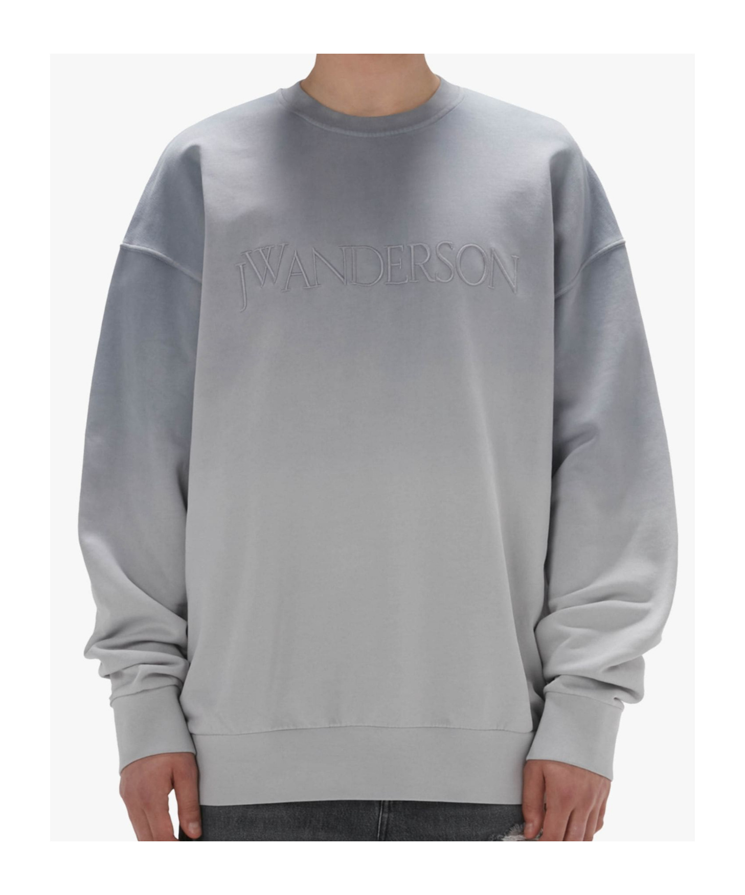 Jw Anderson Gradient Sweatshirt With Logo Embroidered In Gray