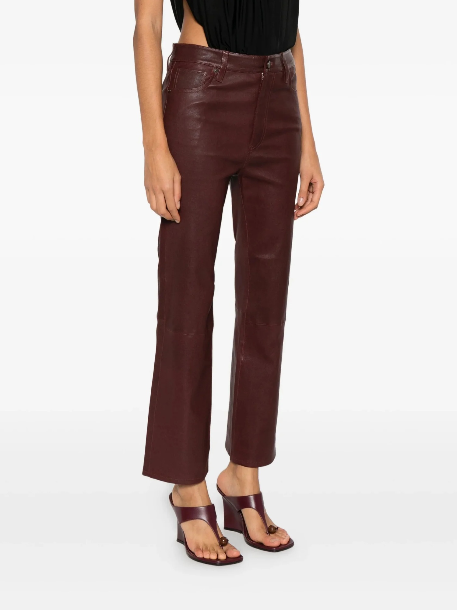 Frame Leather Pant  In Red
