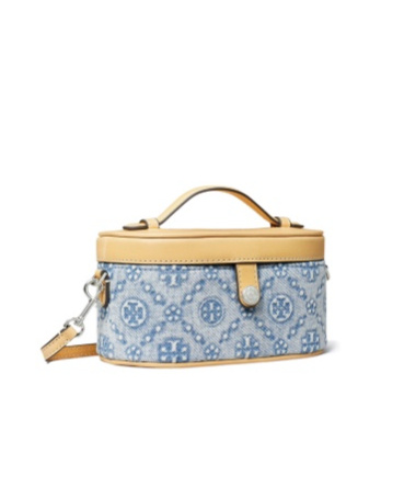 TORY BURCH T MONOGRAM DENIM COSMETIC BAG