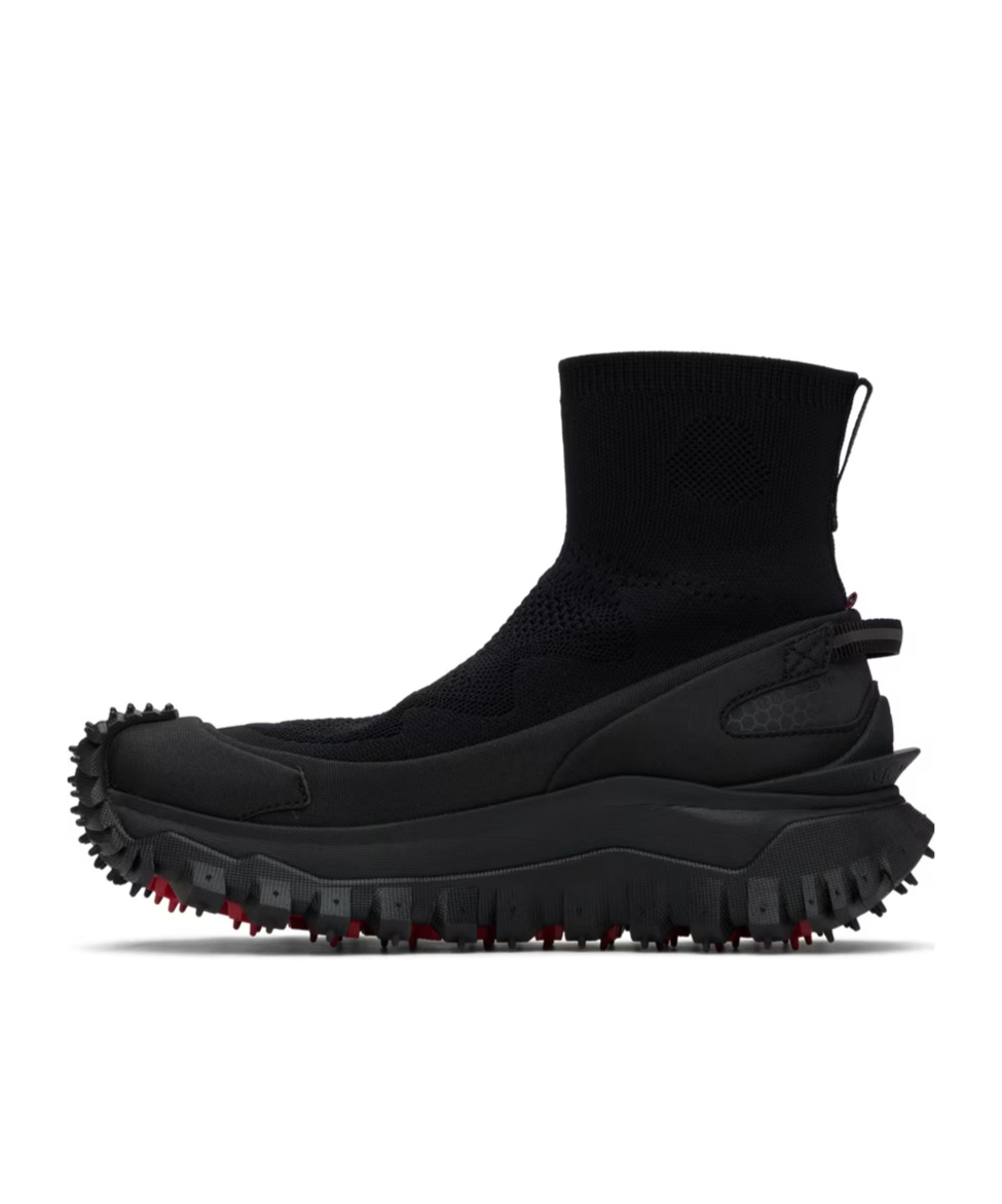 Shop Moncler Trailgrip Knit High-top Sneakers In Black
