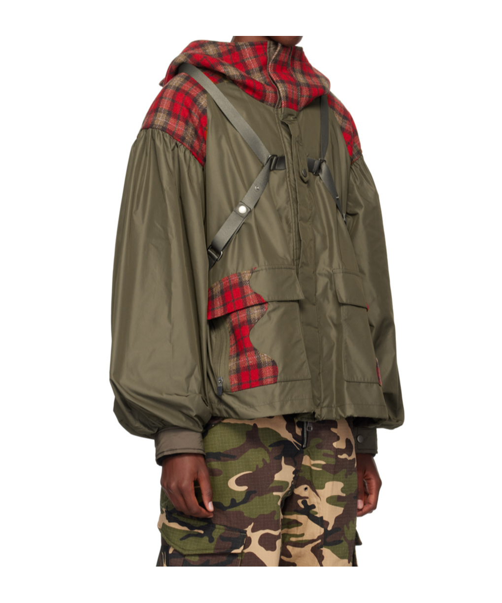 Andersson Bell Khaki Puff Sleeve Harness Jacket In Green