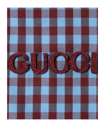 Gucci Embroidered Checked Cotton Jacket In Gray-blue