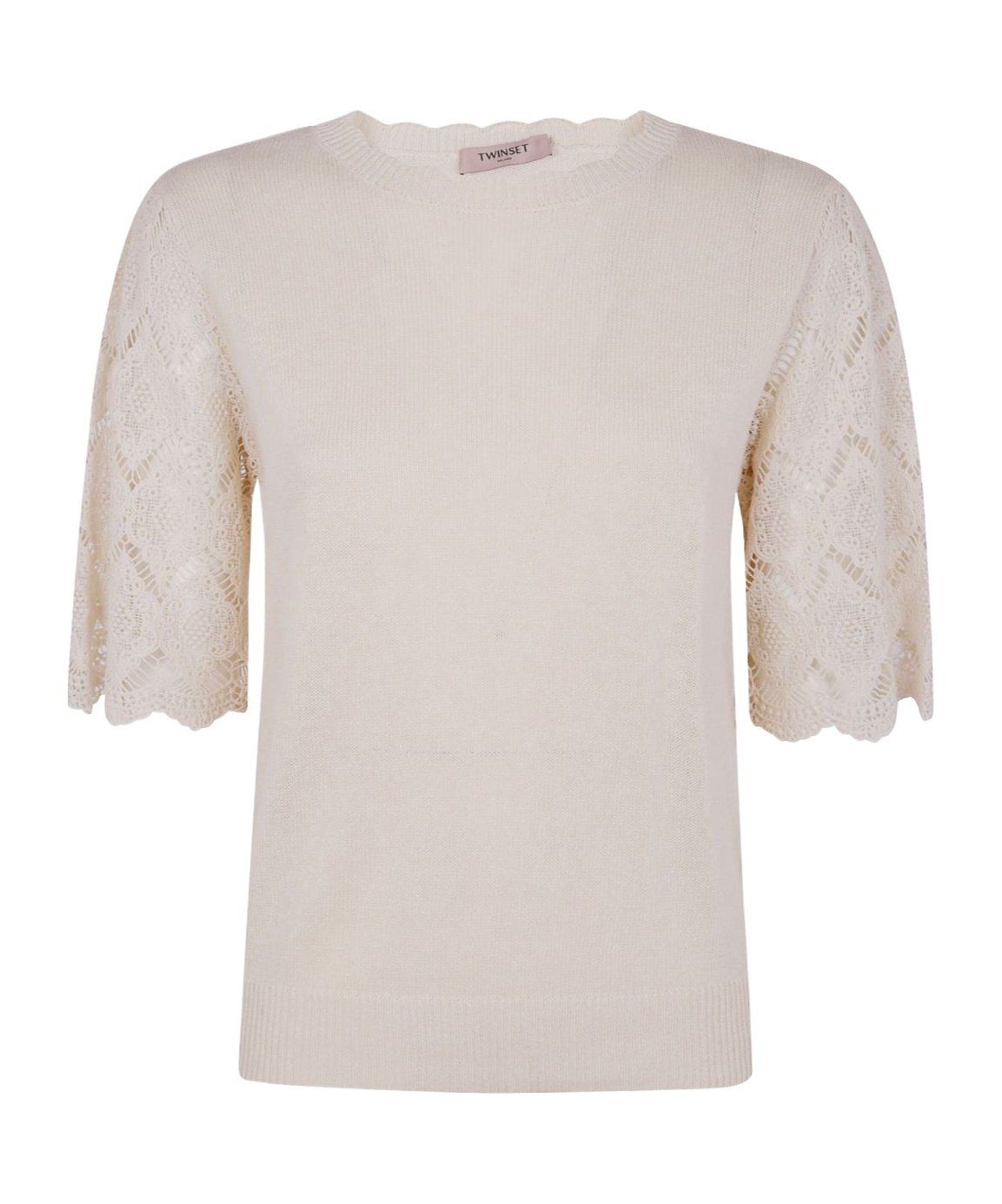 Shop Twinset Lace-sleeved Blouse