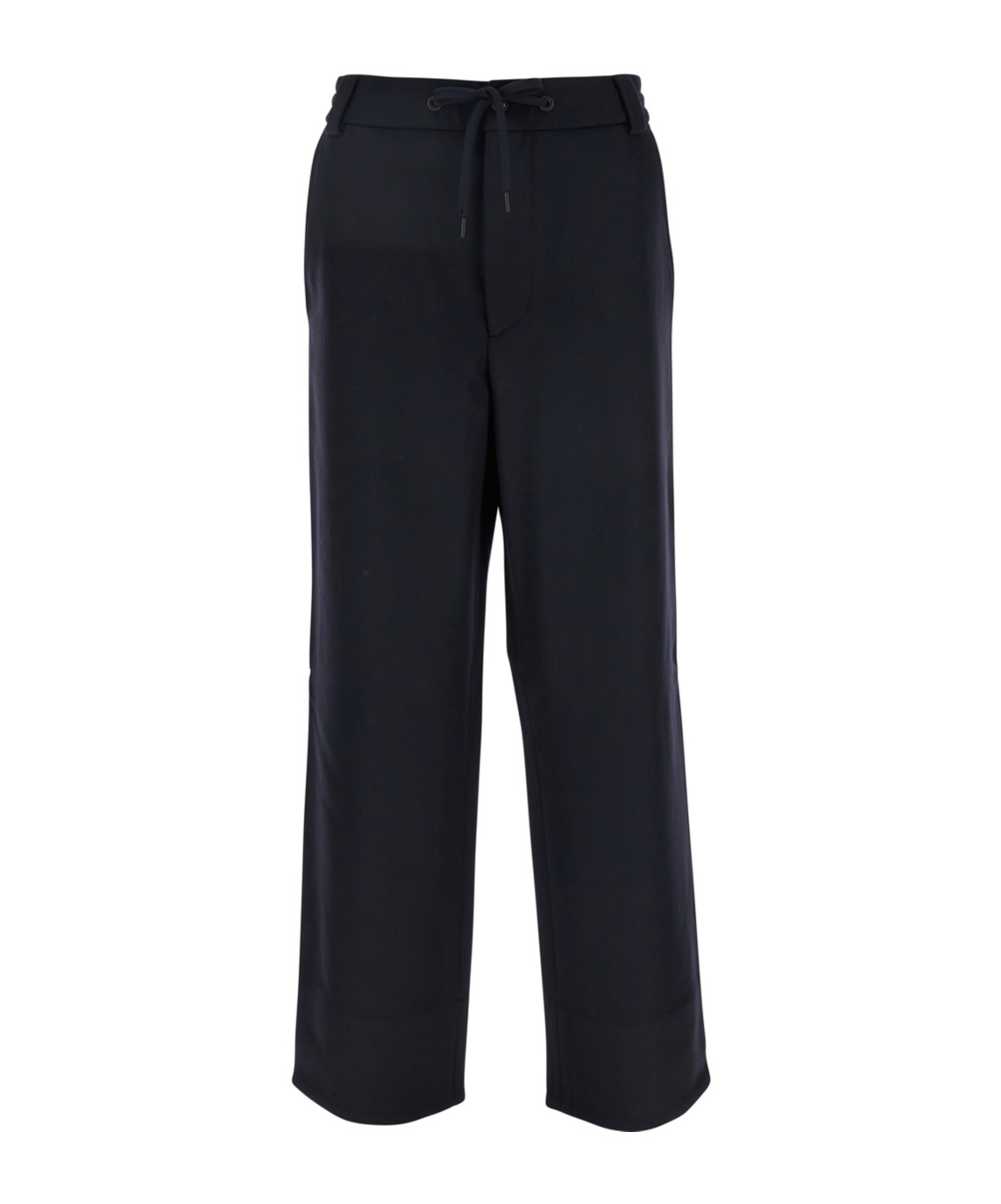 Moncler Blue Pants With Drawstring Elastic Waist And Logo Patch On The Rear In Wool Man In Blue