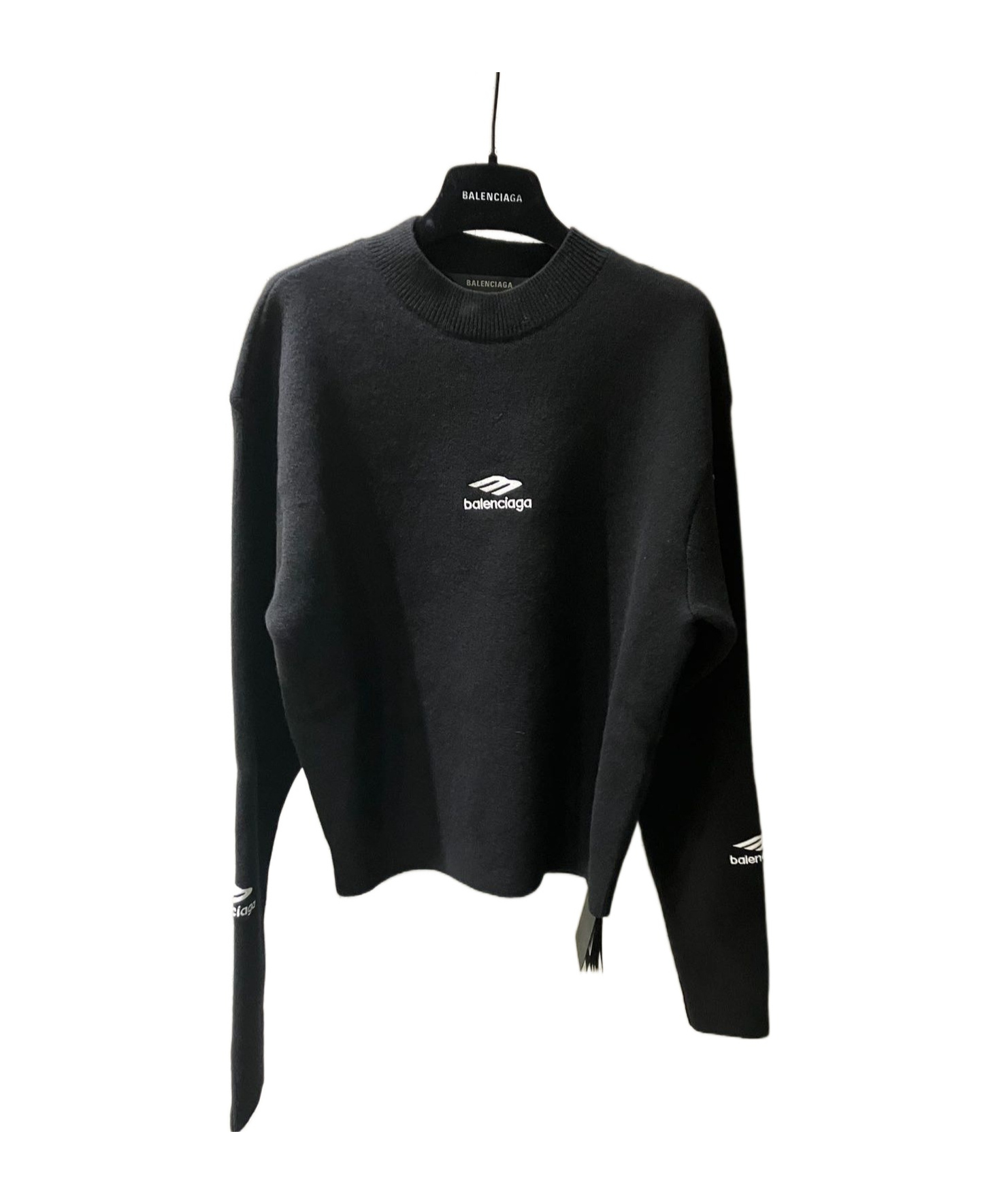 Balenciaga Round Neck Sweater In Black