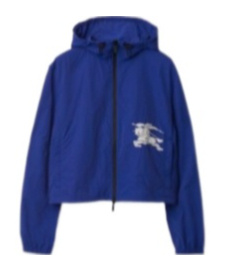 Burberry Cropped Nylon Jacket In Blue
