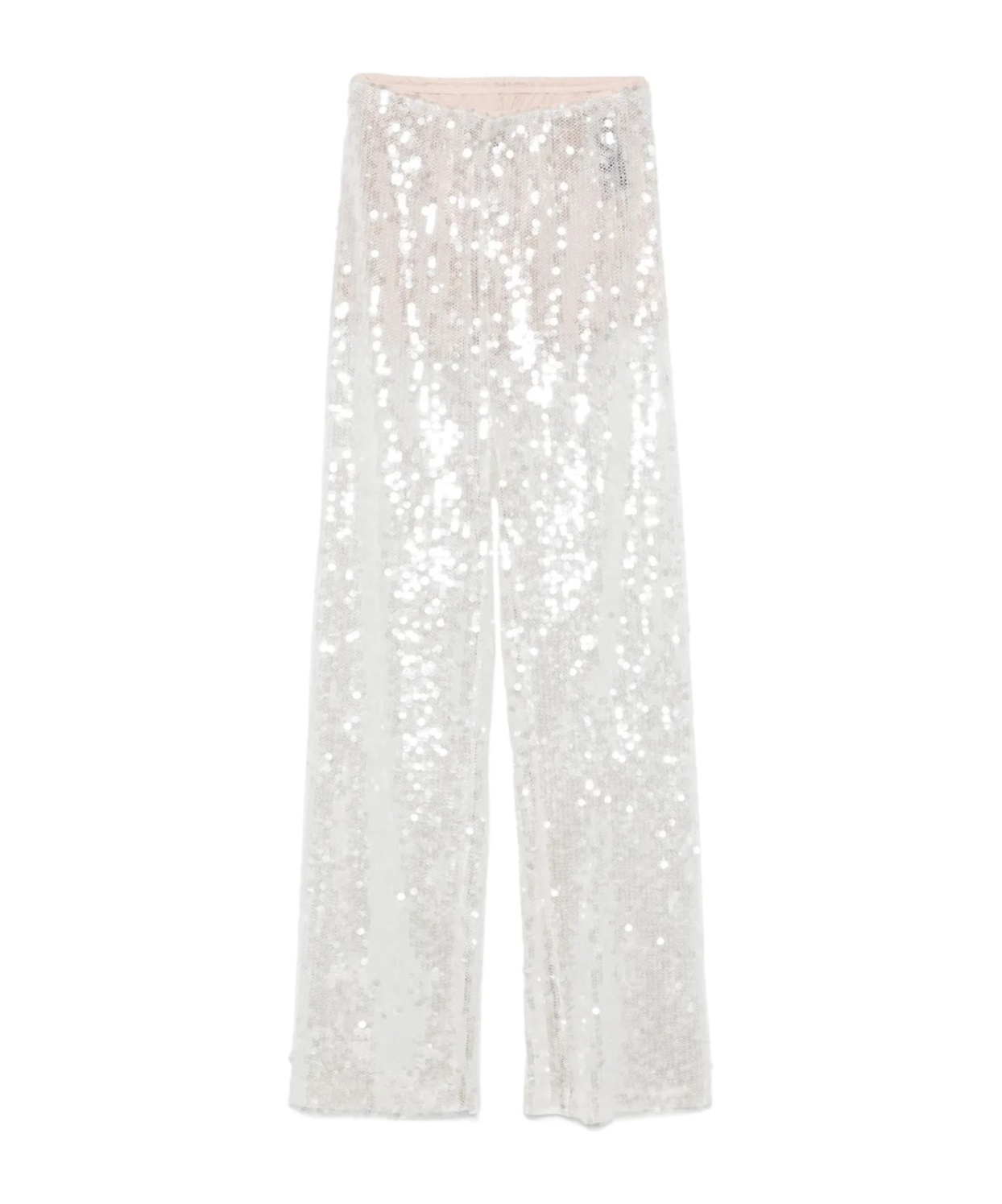 Federica Tosi Wide-leg Trousers With Shimmering Sequin Detailing In Bianco