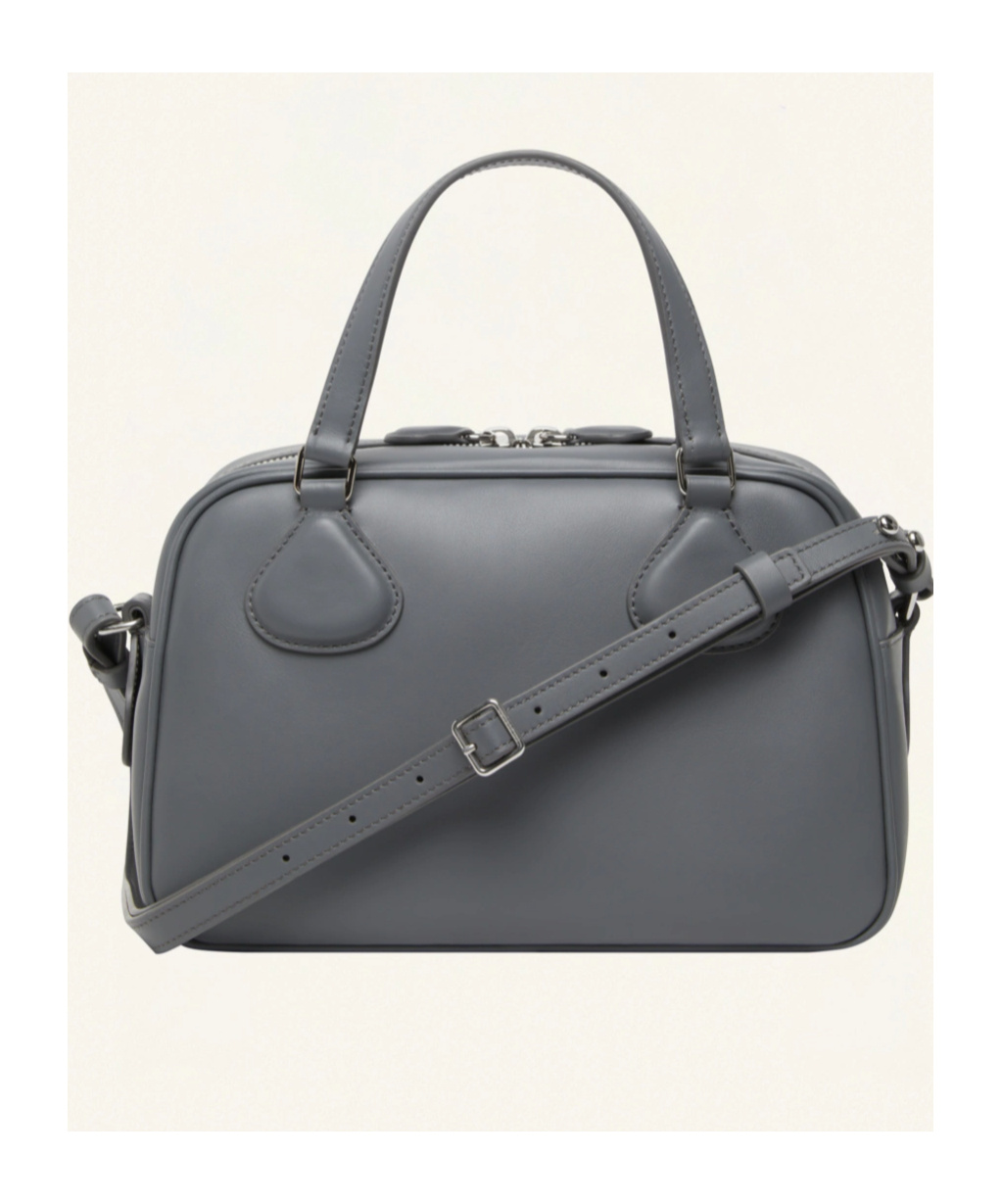 Shop Courrèges Reedition Leather Tote Bag In Gray