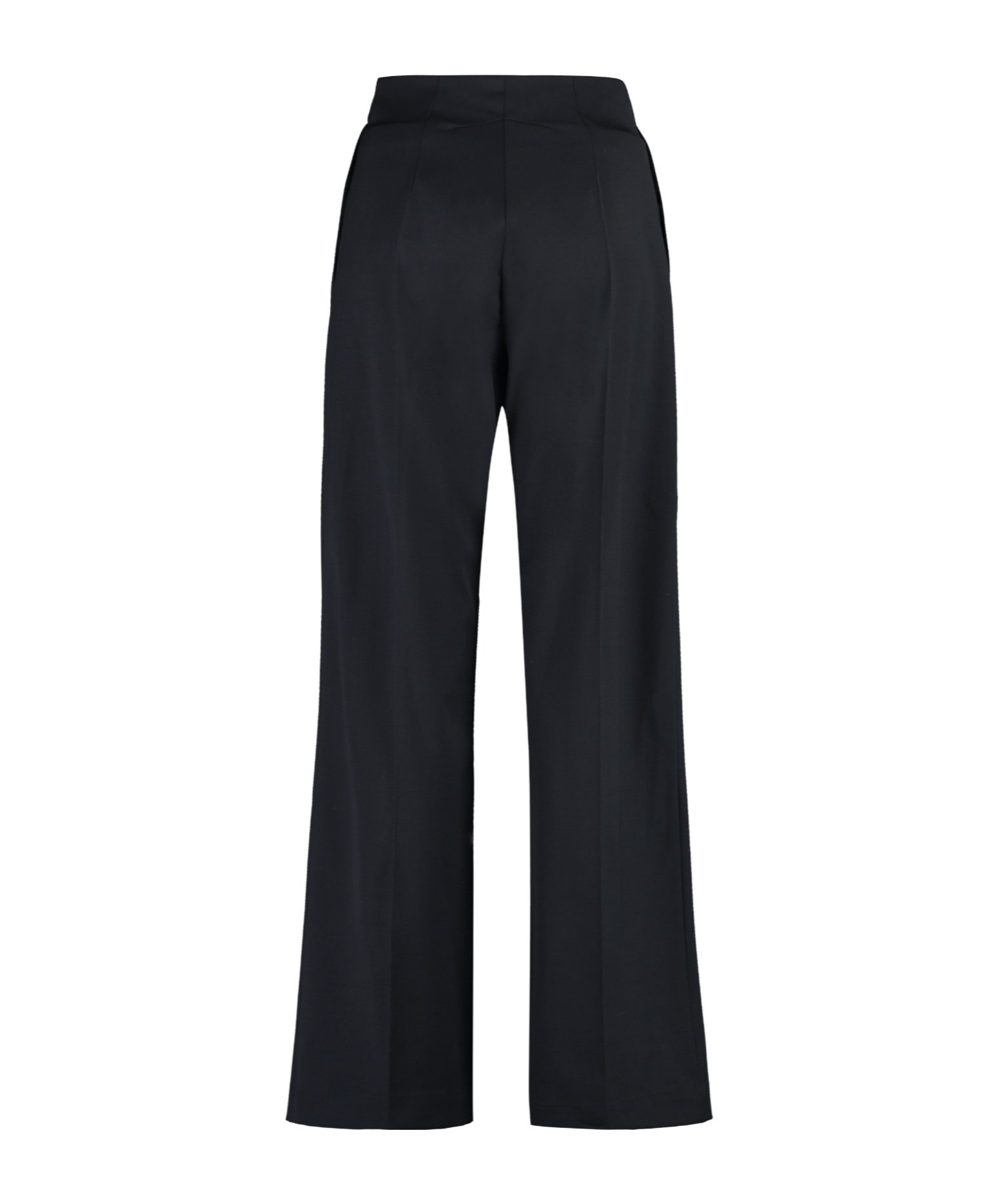 Patou Flared High-waisted Wool Blend Trousers In Black