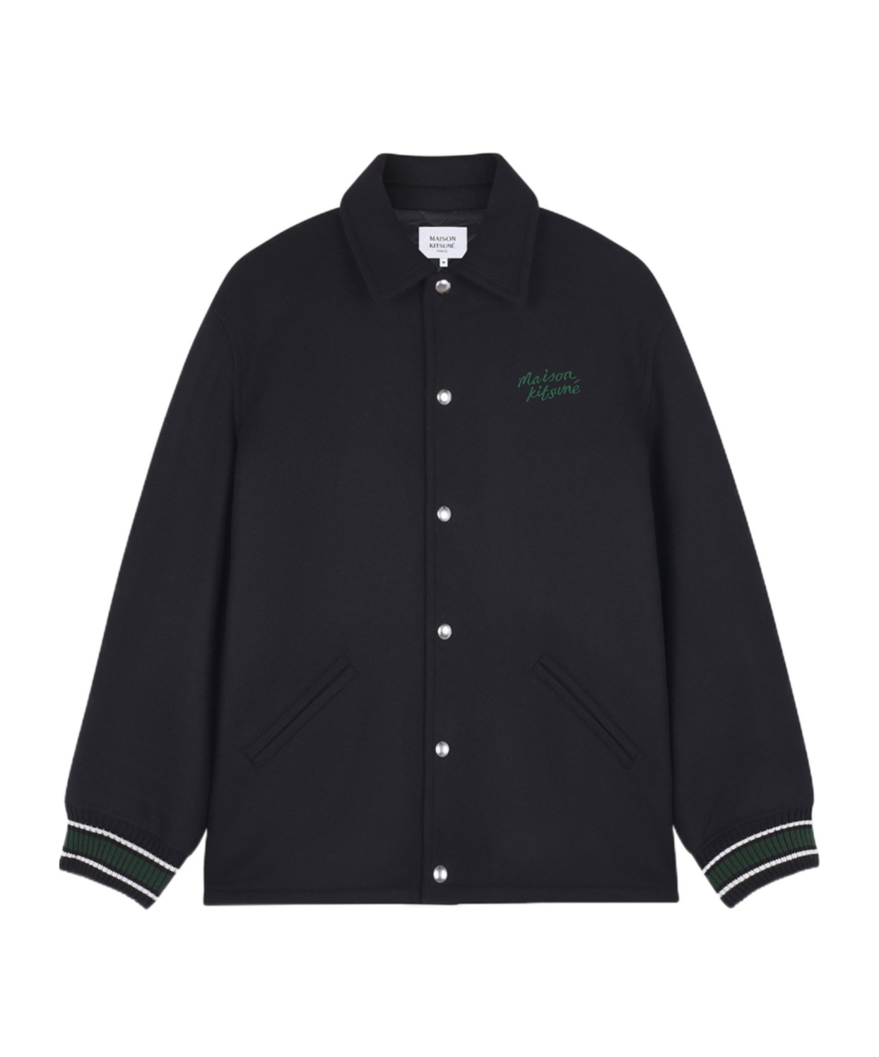 Maison Kitsuné Mountain Fox Patch Wool Varsity Jacket In Black