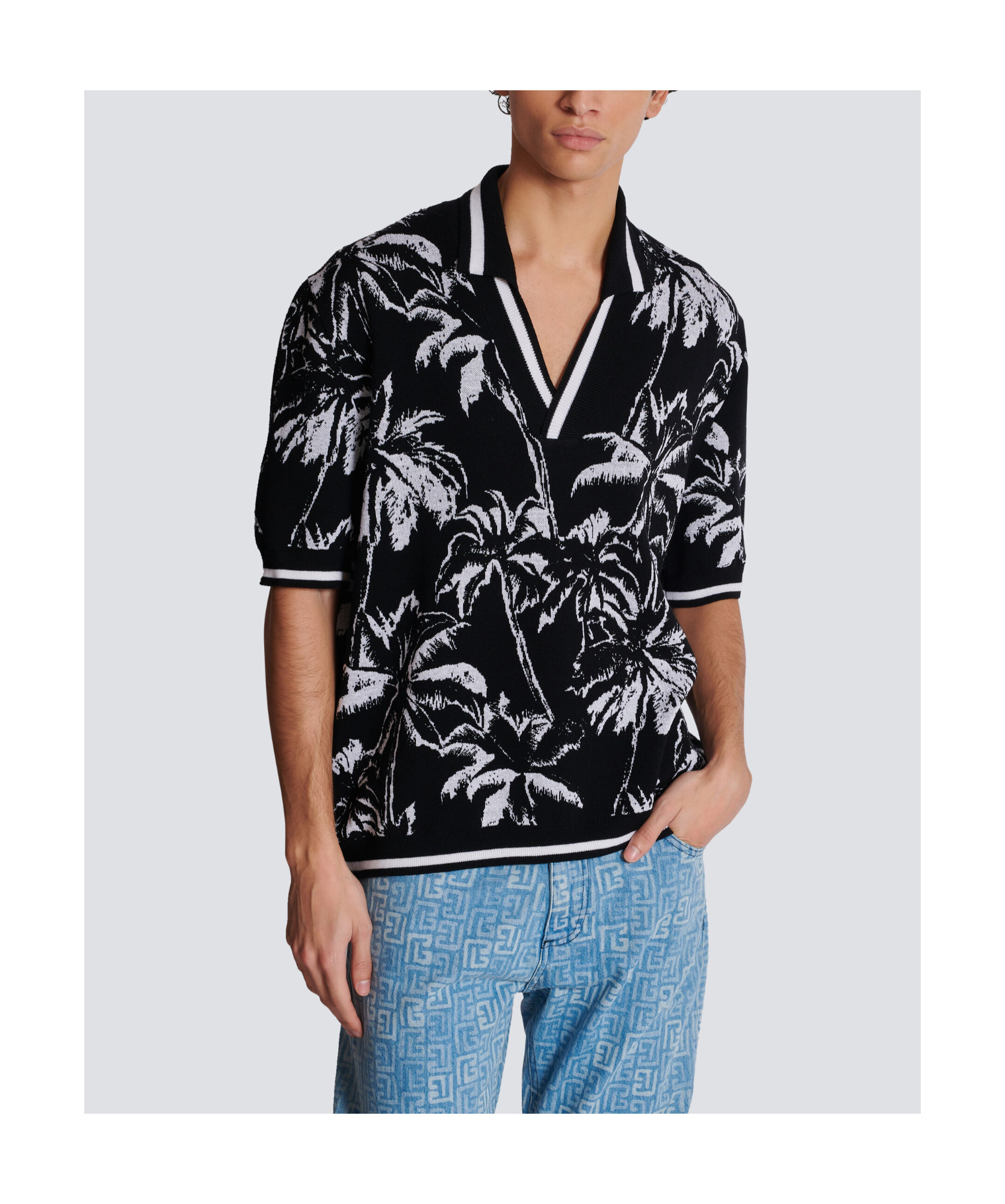 Balmain Rib Short-sleeved Sweater In Black