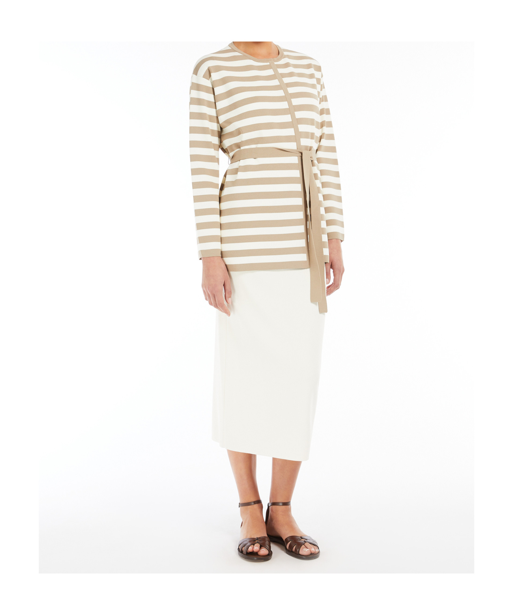 Max Mara Beige And White Cotton Gerald Knitwear In Nude