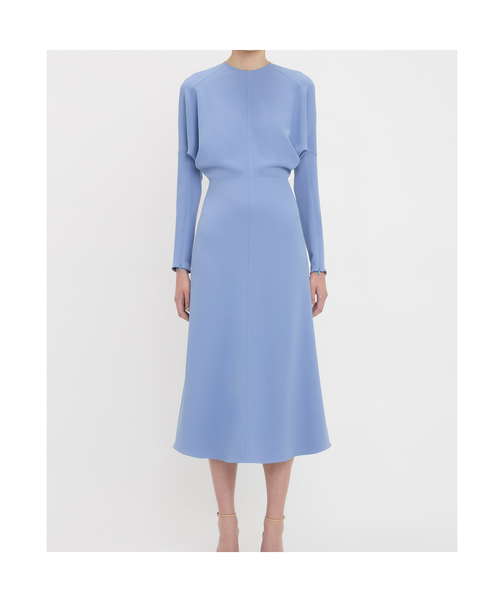 Victoria Beckham Classic Dolman Sleeve Midi Dress In Blue