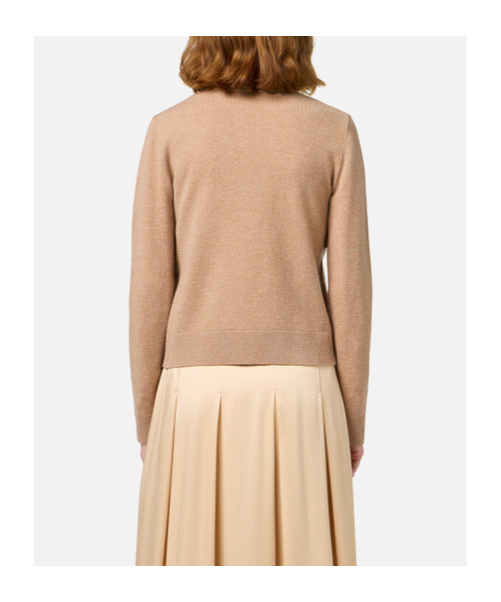 Elisabetta Franchi Long-sleeved Knitted Cardigan In Nude