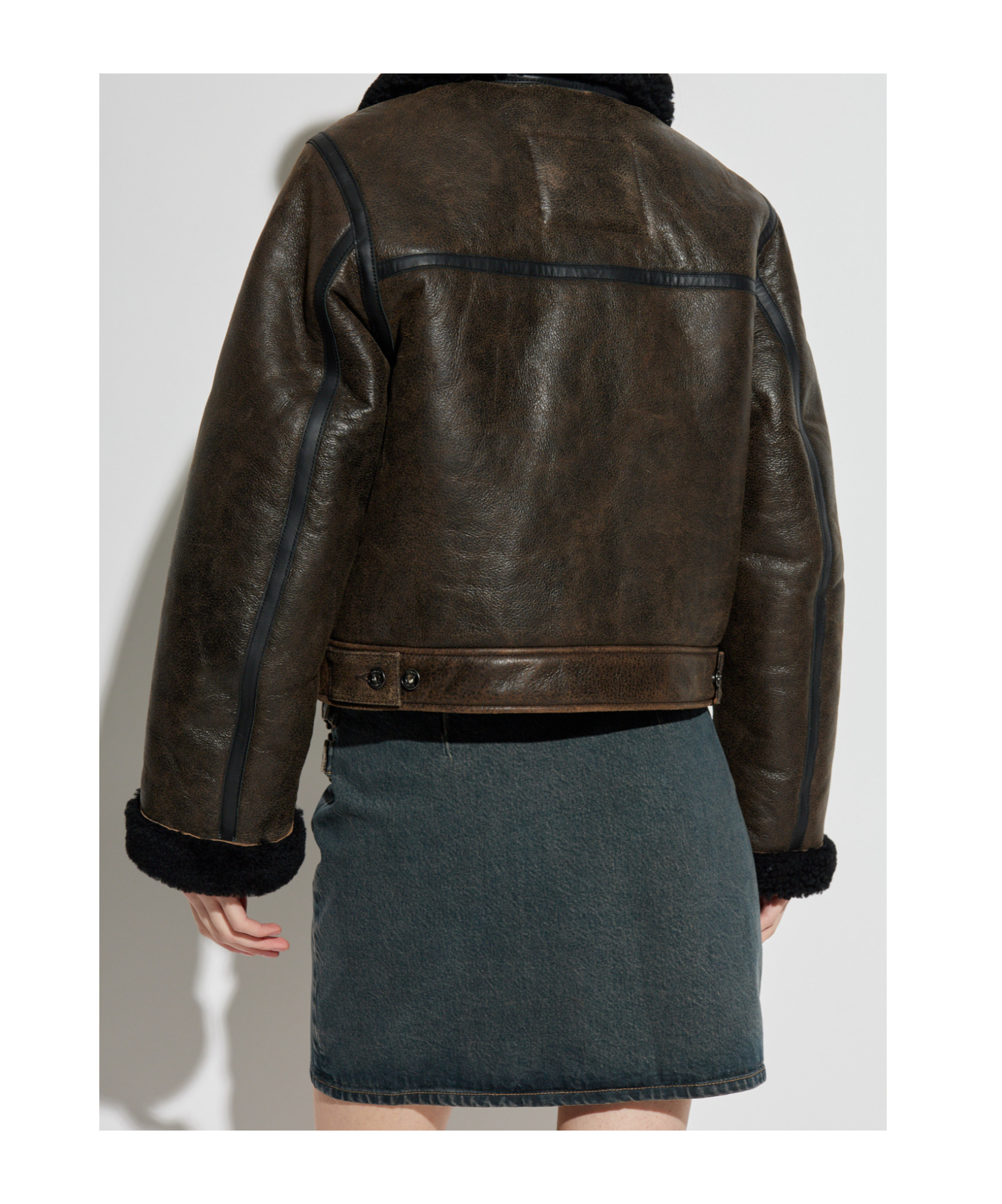 Samsoe & Samsoe Zippered Long-sleeved Leather Jacket In Black