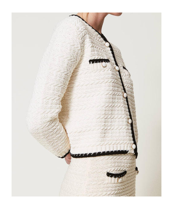 Twinset Jacquard Effect Jacket In White