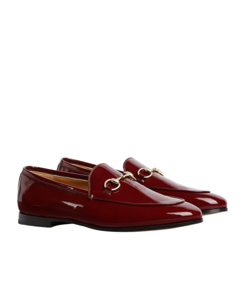 Gucci Jordan Bordeaux Loafers With Horsebit Detail In Patent Leather Woman In Brown