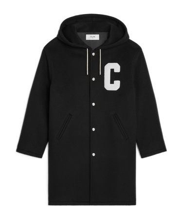 Celine Double-sided Wool Parka Coat In Black