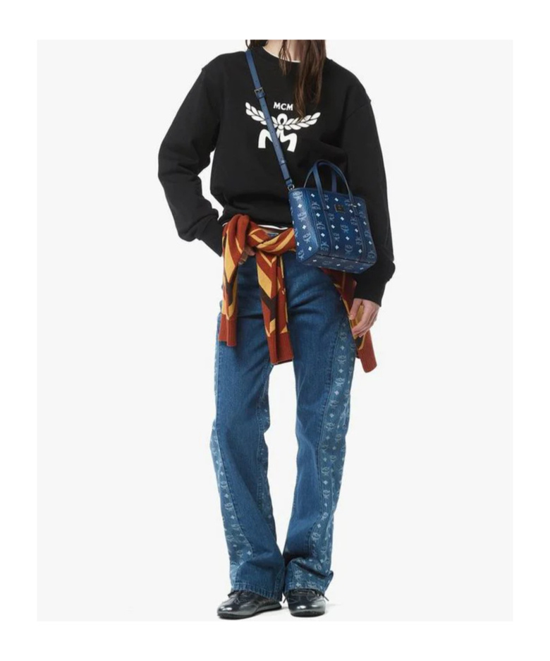 Mcm Toni Top-zip Shopper In Visetos In Blue