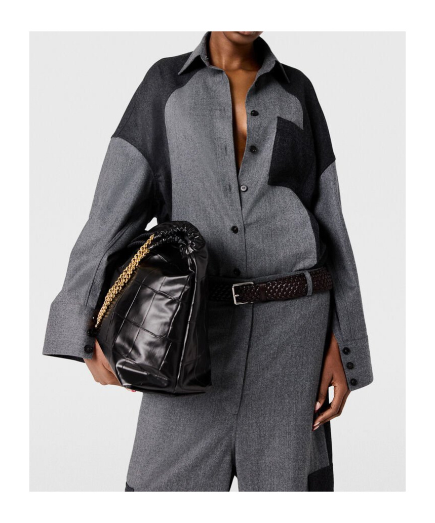 Stella Mccartney Oversized Shirt With Patches In Gray