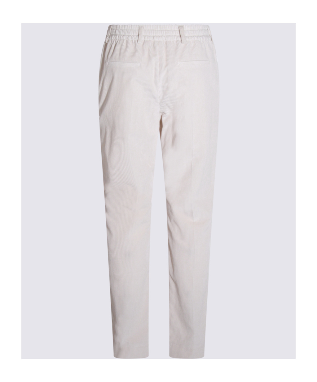 Eleventy Corduroy Texture Elastic Waistband Trousers In White