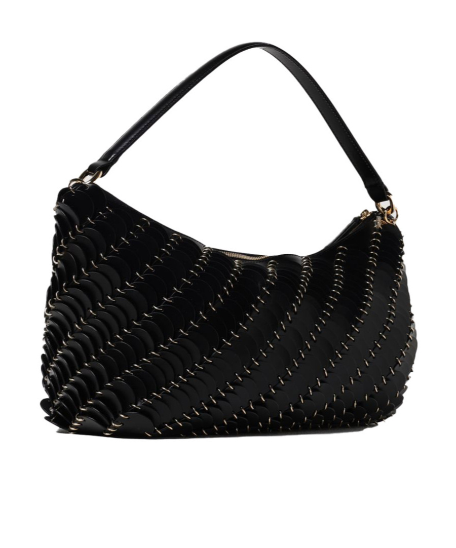 Rabanne Zippered Shoulder Bag In Black