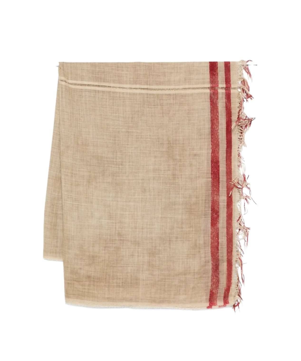 Uma Wang Striped Fringed-edge Scarf In Brown