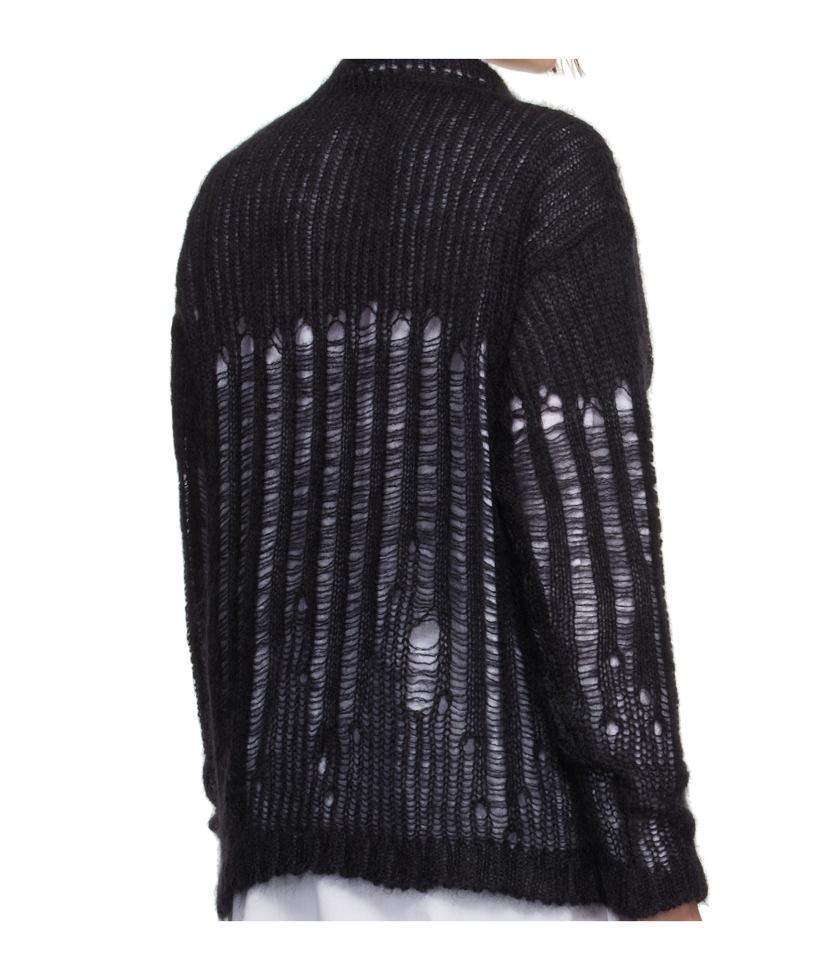 Ann Demeulemeester Oversized Crew Neck Mohair Jumper In Black