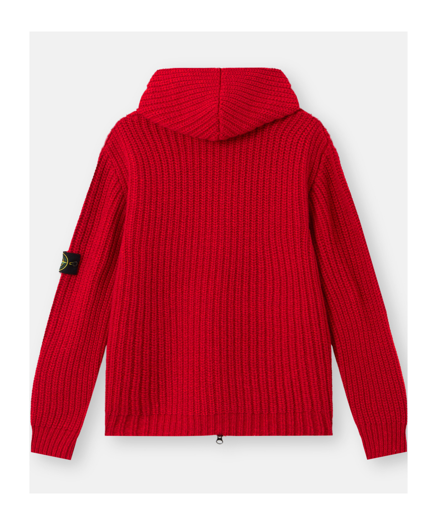 Stone Island Hooded Zip-up Jumper With Pockets And Fisherman's Rib In Red