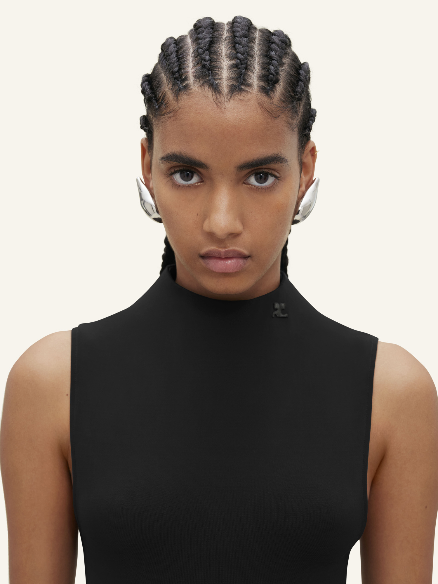 Courrèges High-neck Jersey Jumpsuit In Black