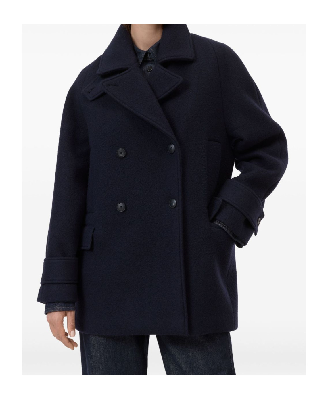 Closed Double-breasted Jacket In Black