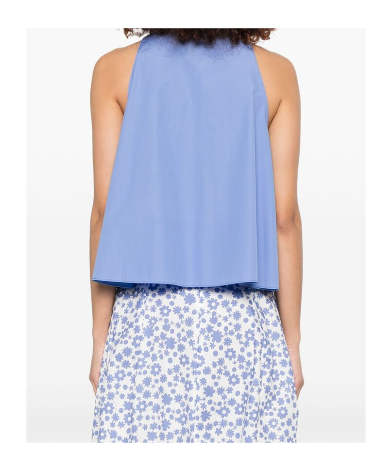Marni Flared Cotton Blouse In Blue