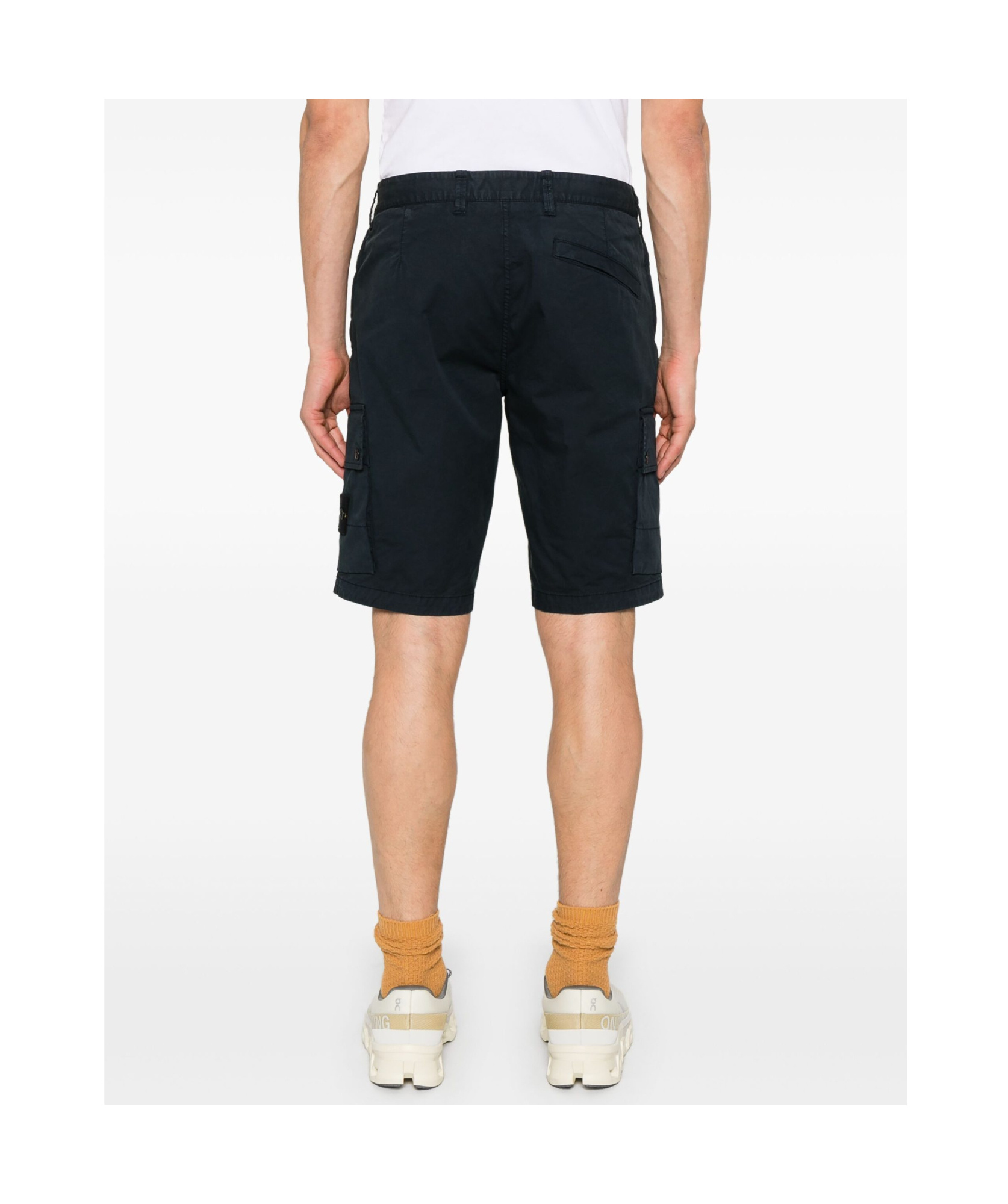 Stone Island Blue Shorts With Elastic Drawstring Waist And Logo Patch On The Front In Cotton Man In Blue