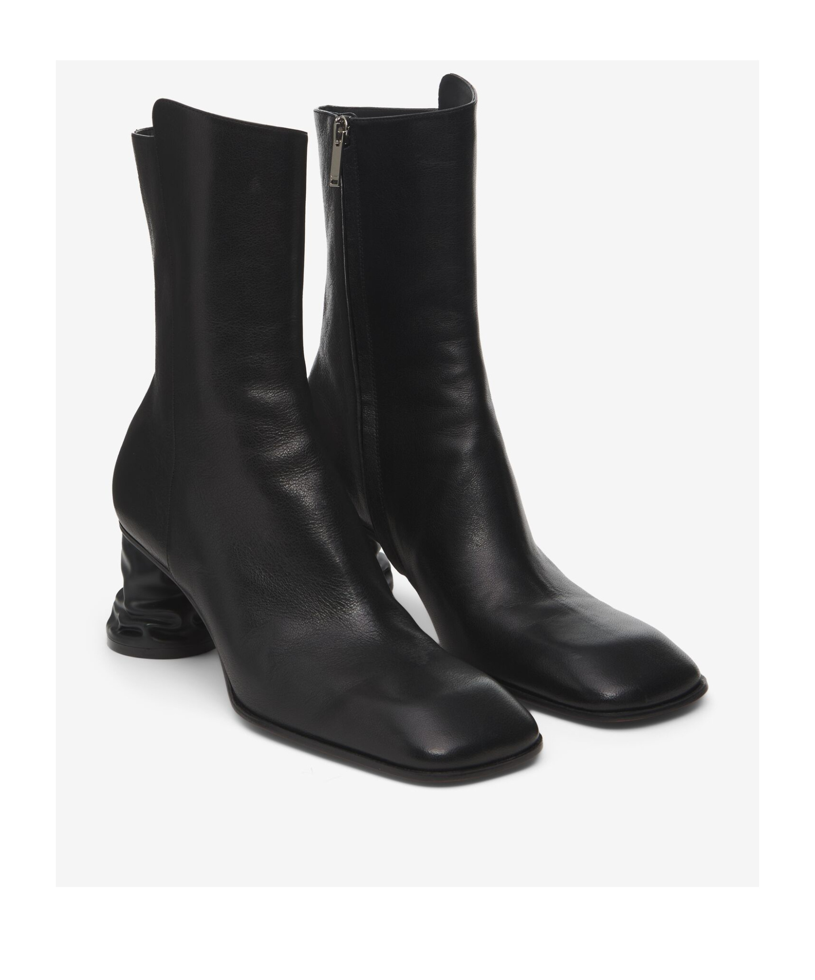 Alexander Mcqueen Leather Boots Crush In Black