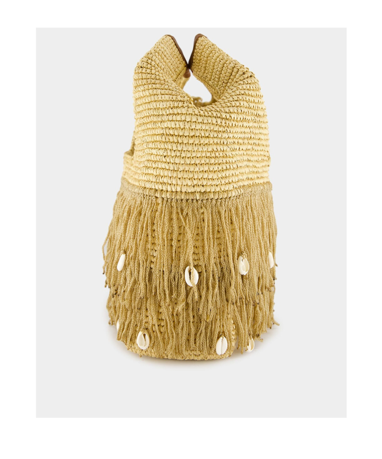 Sensi Studio Fringed Straw Handbag In Brown