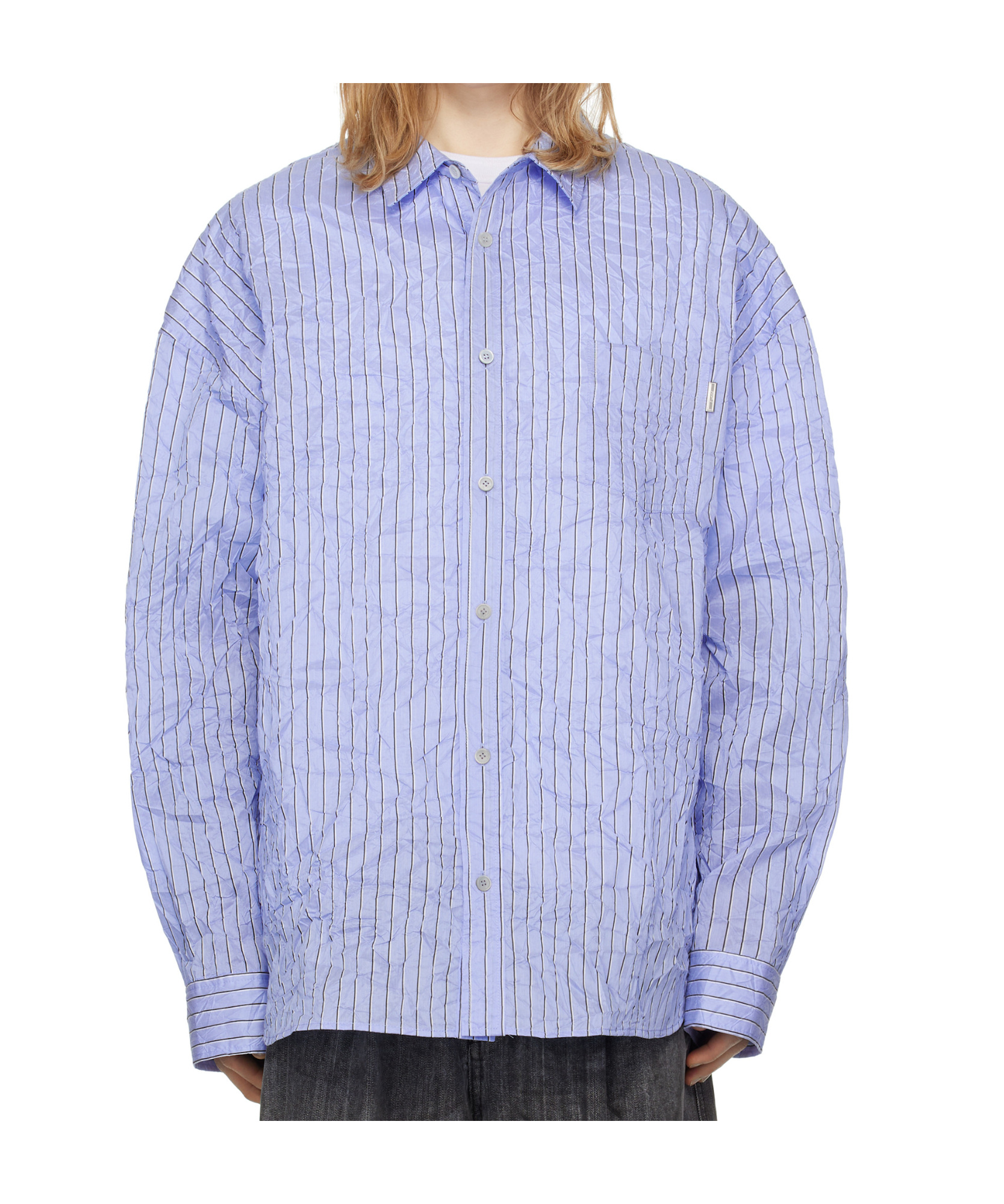 Juunj Blue Crinkled Stripe Shirt In Blue