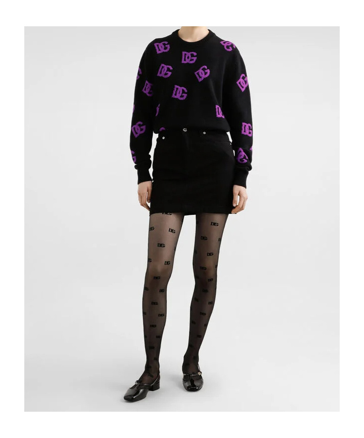 Dolce & Gabbana Virgin Wool Dg Millennials Sweater In Black