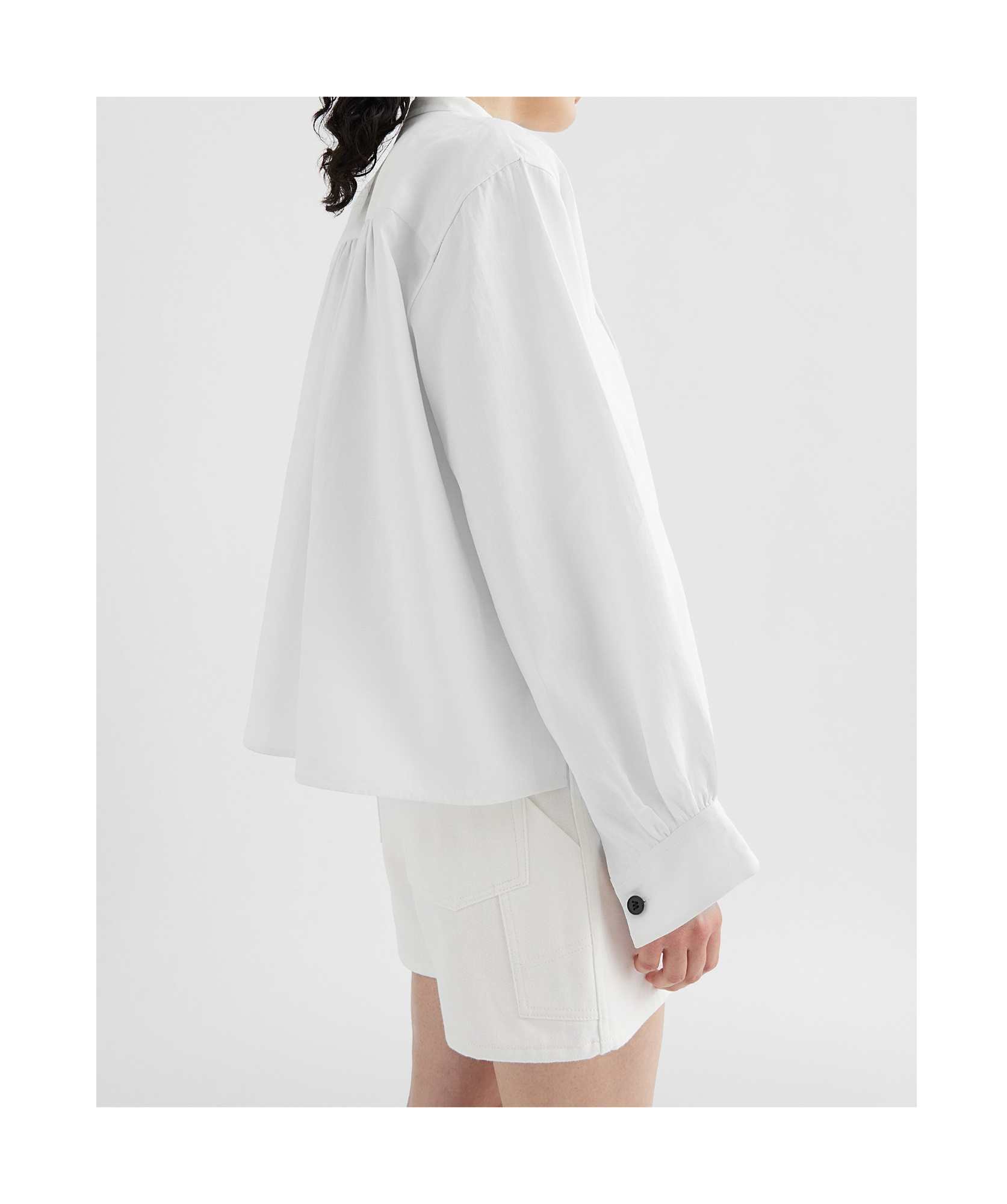 Shop Jil Sander Linen Pleated Shirt In White