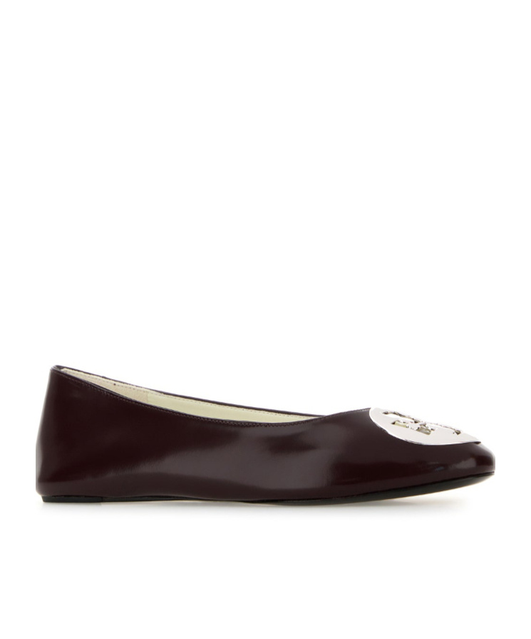 Tory Burch Logo-plaque Ballet Flats In Burgundy