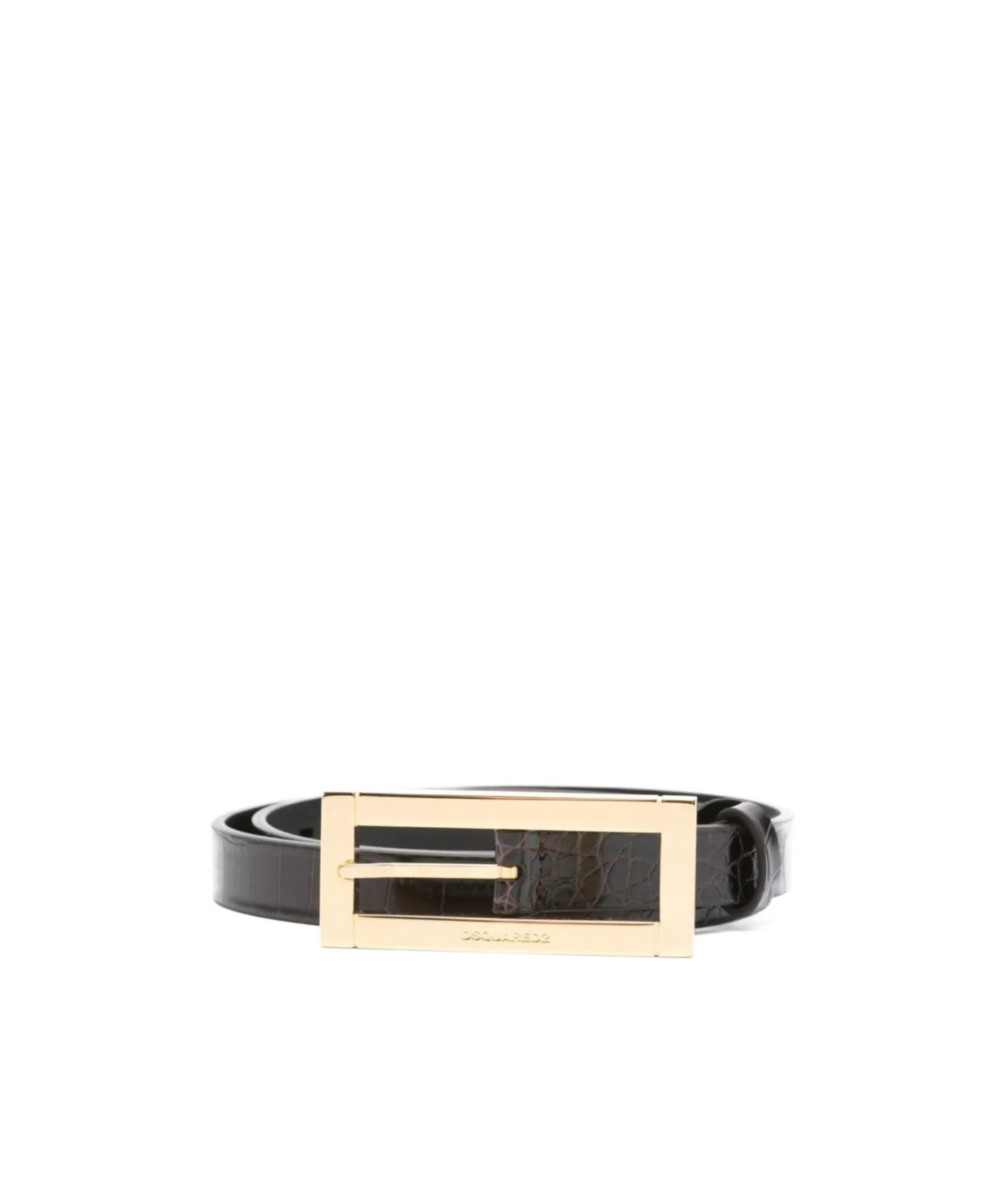Dsquared2 Crocodile-effect Buckle Belt In Brown