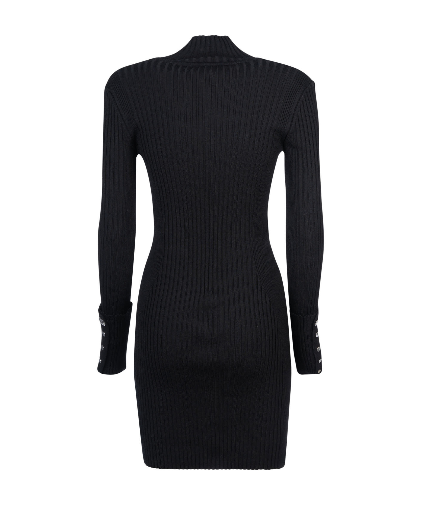 RABANNE HIGH-NECK RIBBED-KNIT MINIDRESS