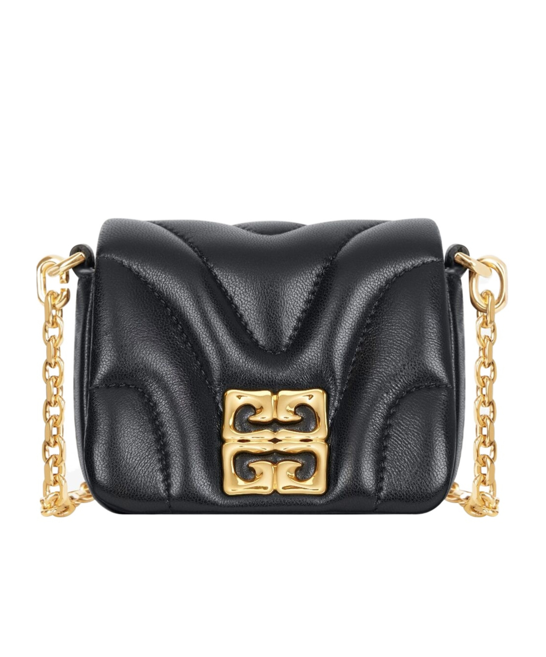 Givenchy Micro 4g Liquid Quilted Shoulder Bag In Black