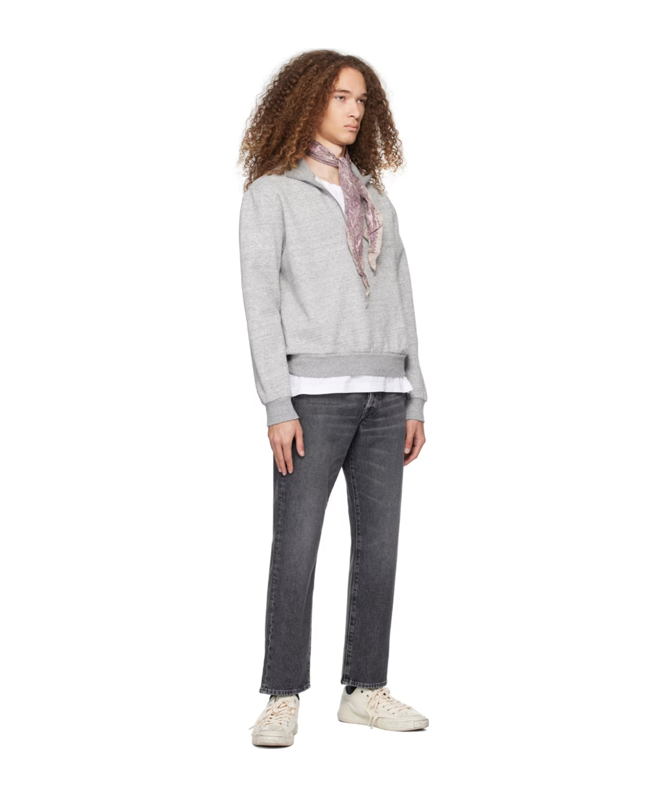 Acne Studios Semi-zipper Long-sleeved Sweater In White