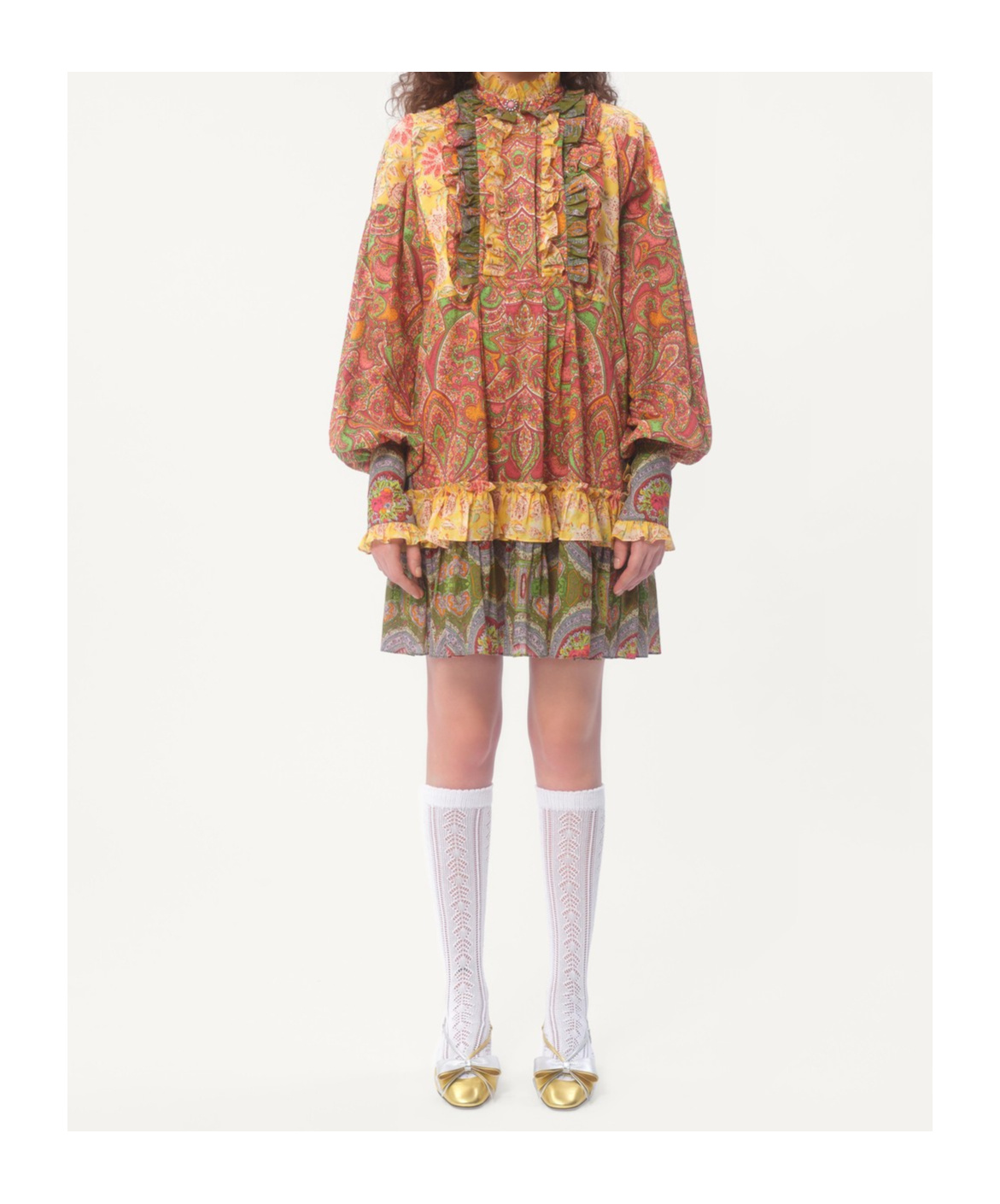 Valentino Kurzes Kleid Aus Voyage Imaginaire Kaschmir-musselin Frau Multicolor 44 In Brown