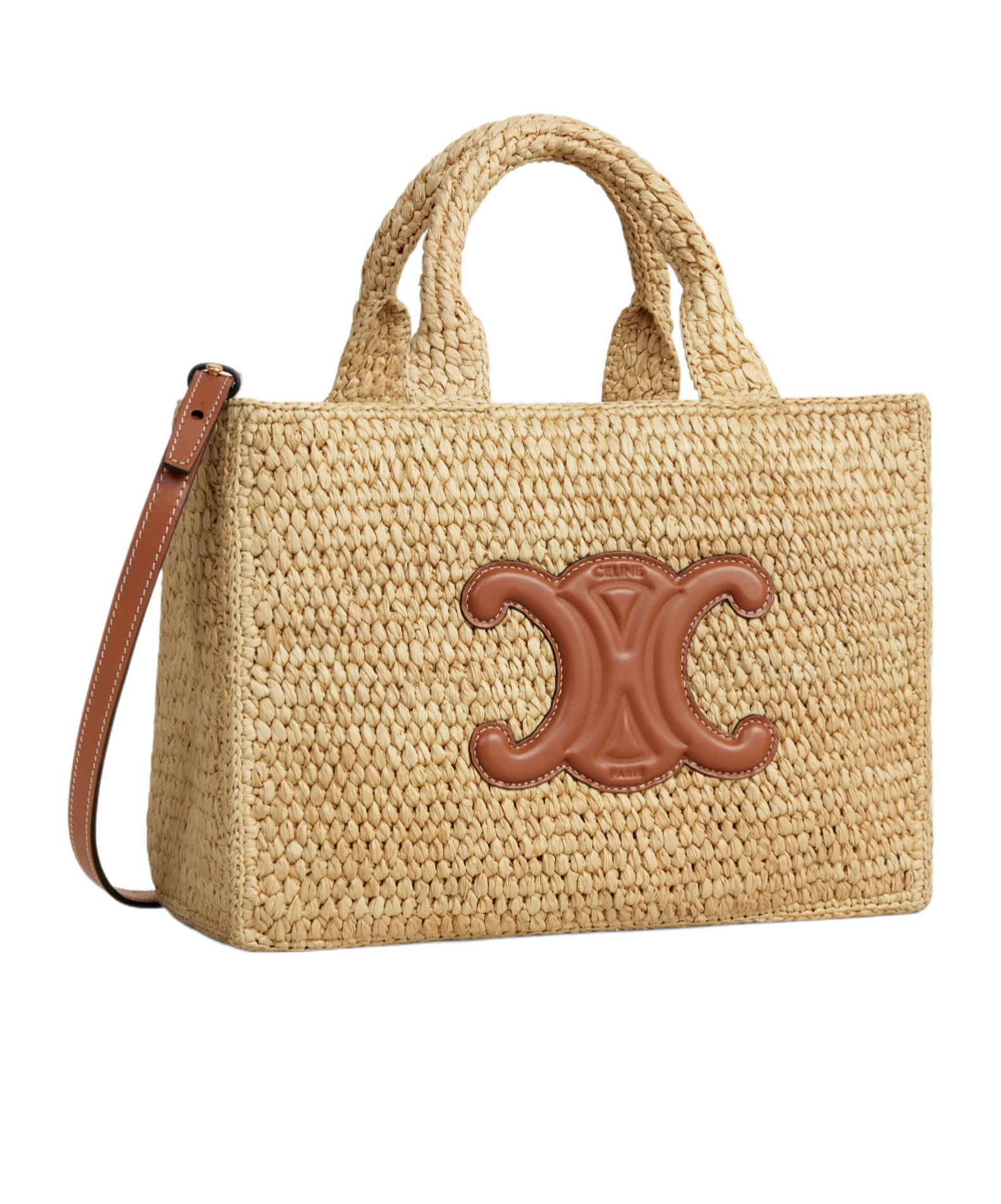 Celine Small Cabas Thais Bag In Raffia And Calf Leather Leather In Brown