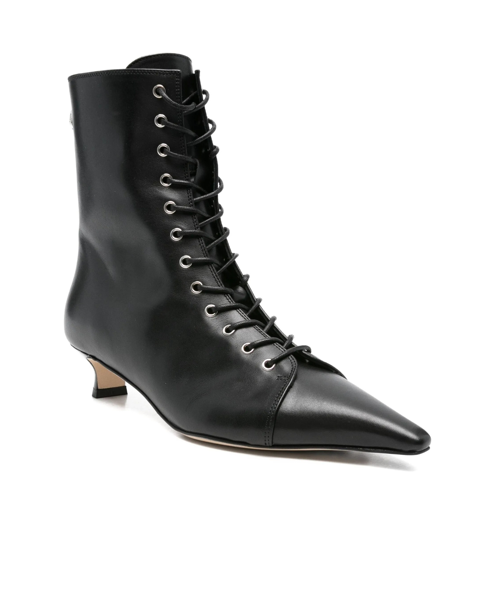 Aeyde 40mm Trixi Lace-up Pointed-toe Boots In Black